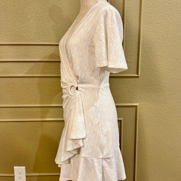 MICHAEL KORS Flutter White Mini Dress with All Over Eyelets. Size XS - Picture 3 of 5